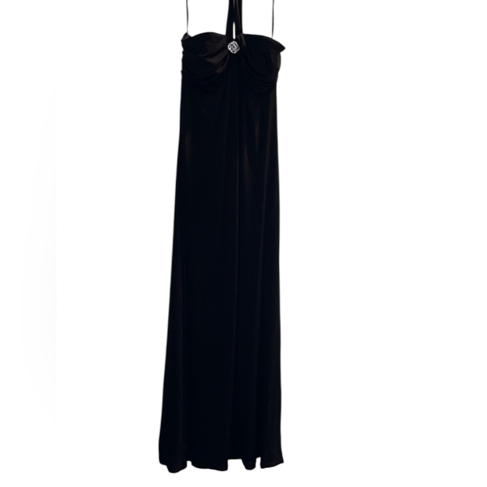 Vintage Betsy & Adam Black Full Length Formal Backless Gown